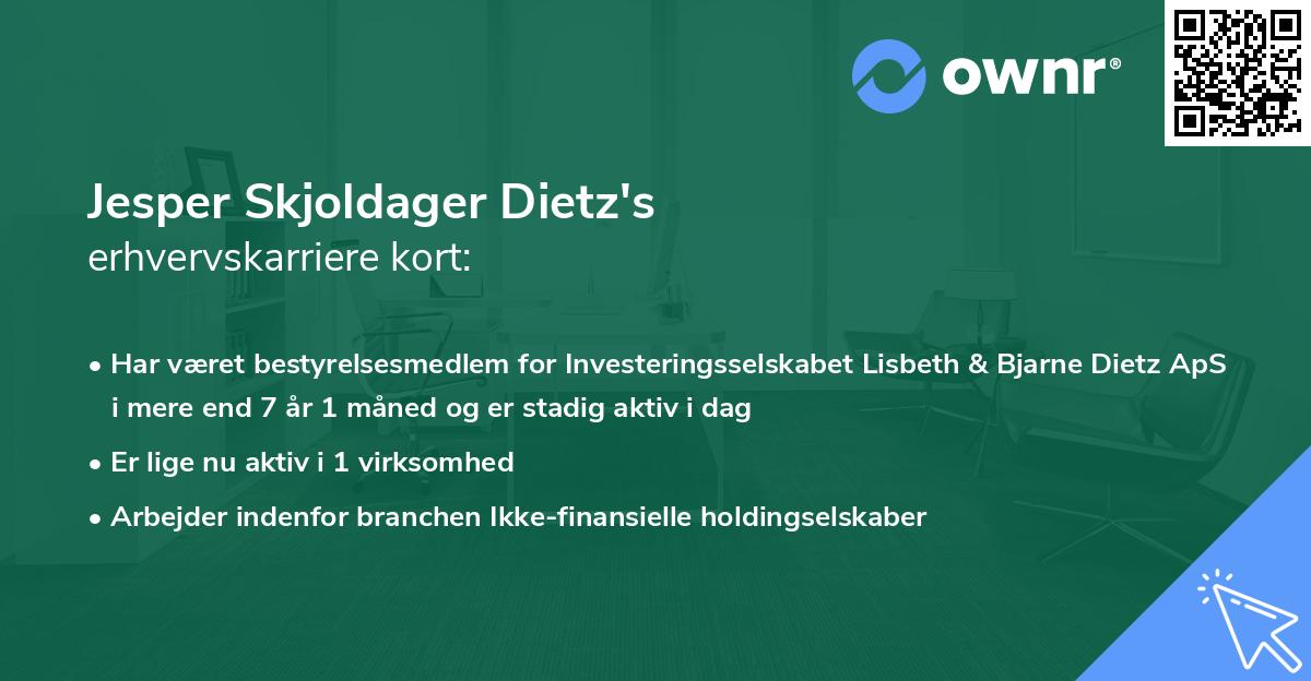 Jesper Skjoldager Dietz's erhvervskarriere kort