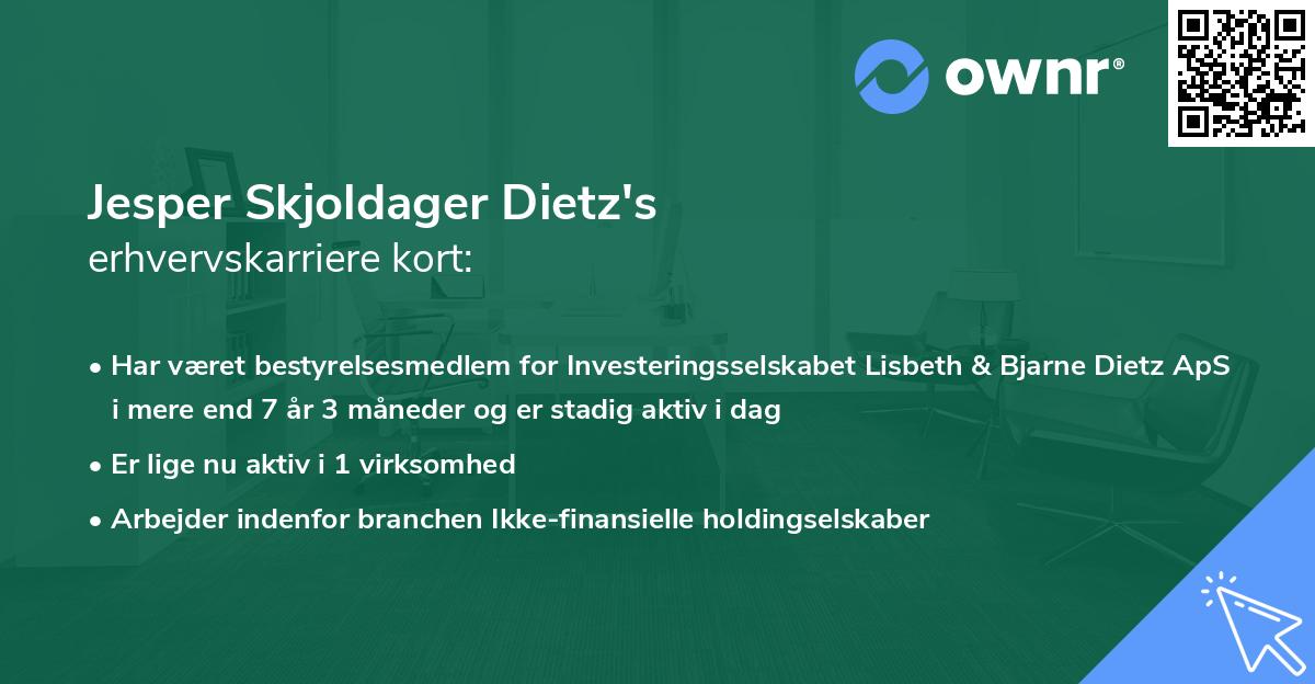 Jesper Skjoldager Dietz's erhvervskarriere kort