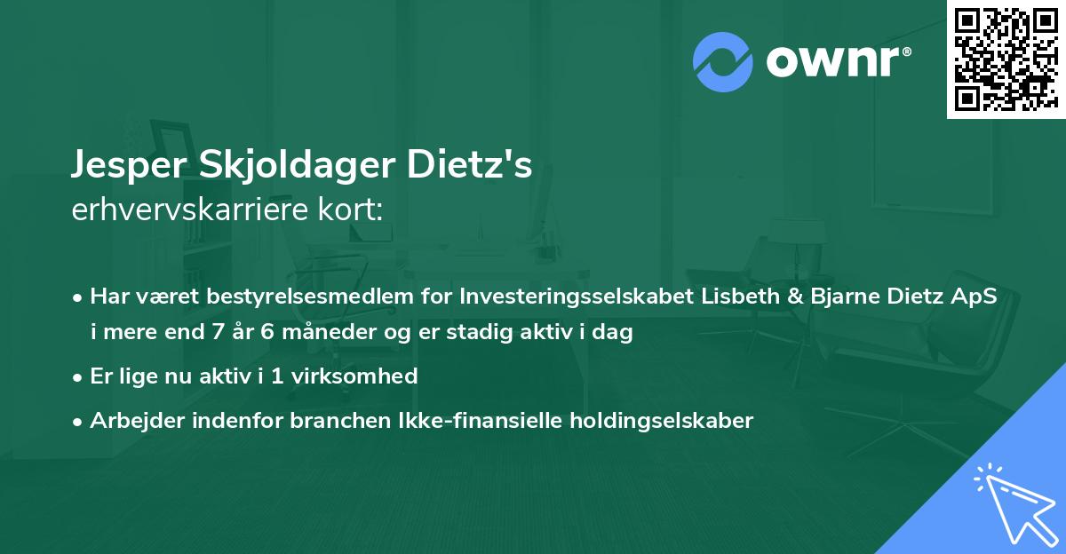 Jesper Skjoldager Dietz's erhvervskarriere kort