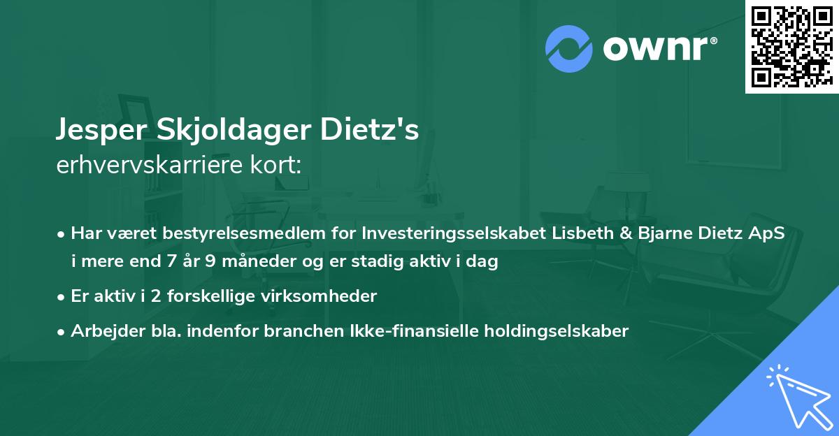 Jesper Skjoldager Dietz's erhvervskarriere kort
