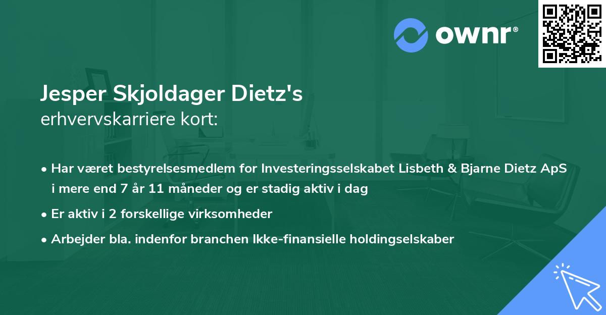 Jesper Skjoldager Dietz's erhvervskarriere kort