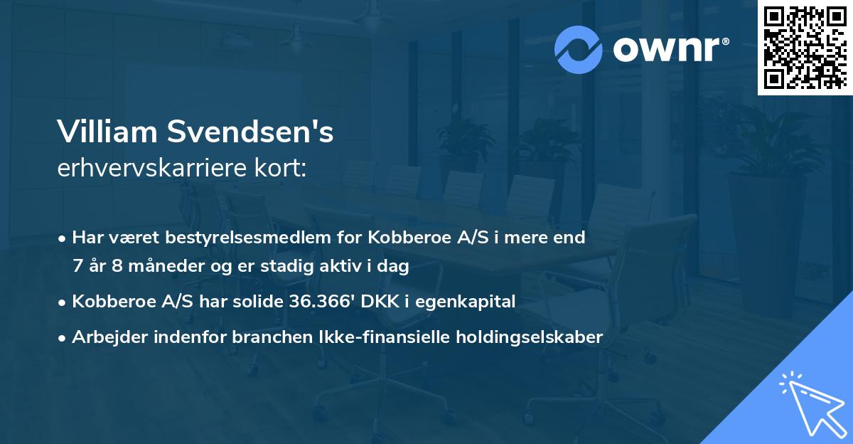 Villiam Svendsen's erhvervskarriere kort