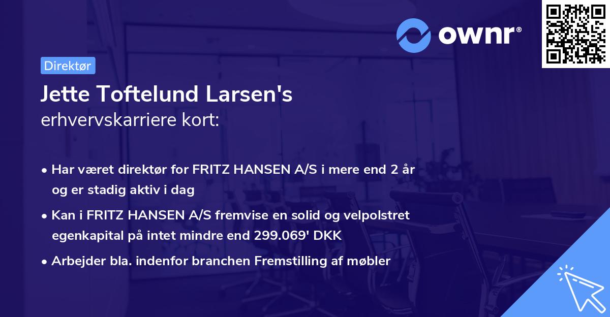Jette Toftelund Larsen's erhvervskarriere kort