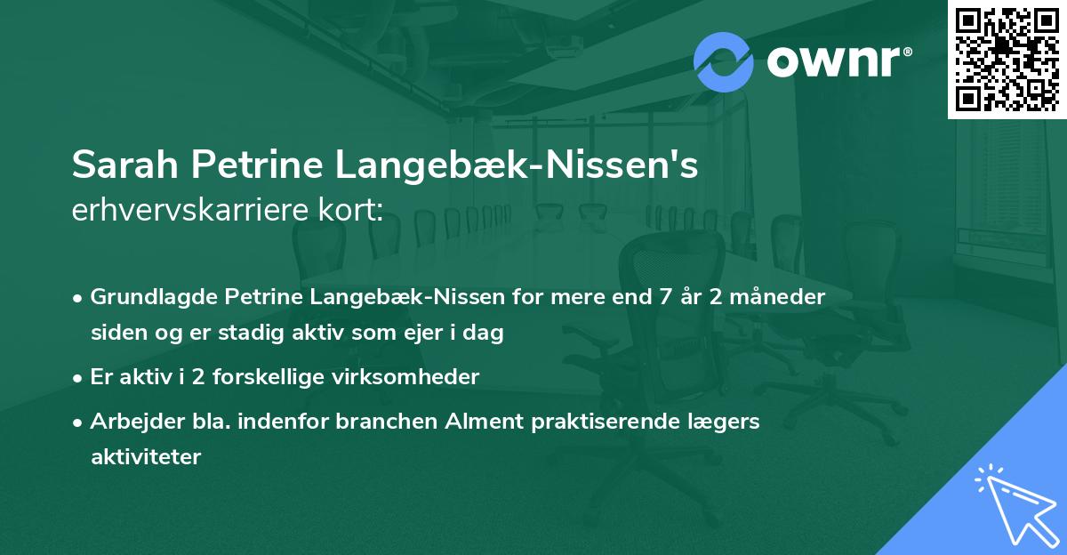 Sarah Petrine Langebæk-Nissen's erhvervskarriere kort