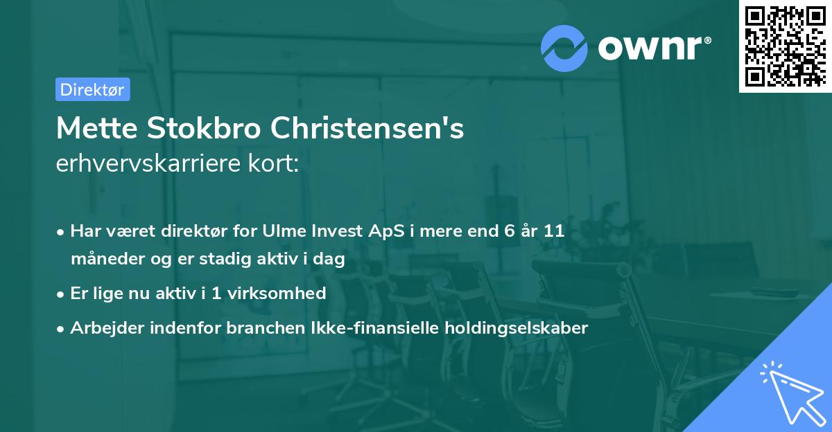 Mette Stokbro Christensen's erhvervskarriere kort