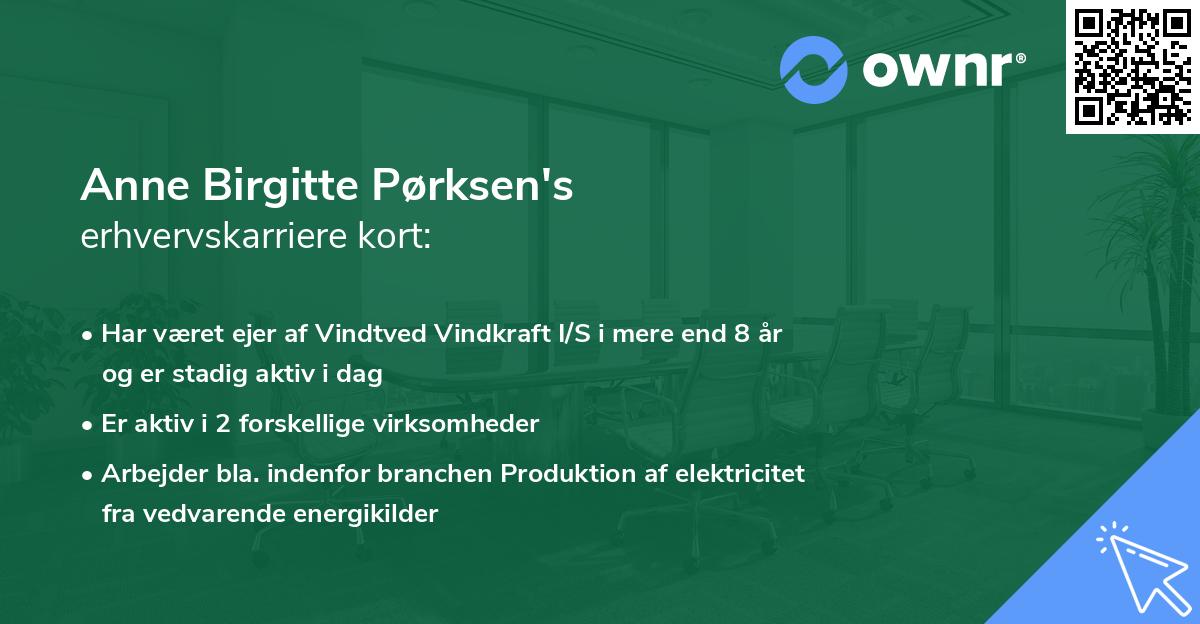 Anne Birgitte Pørksen's erhvervskarriere kort