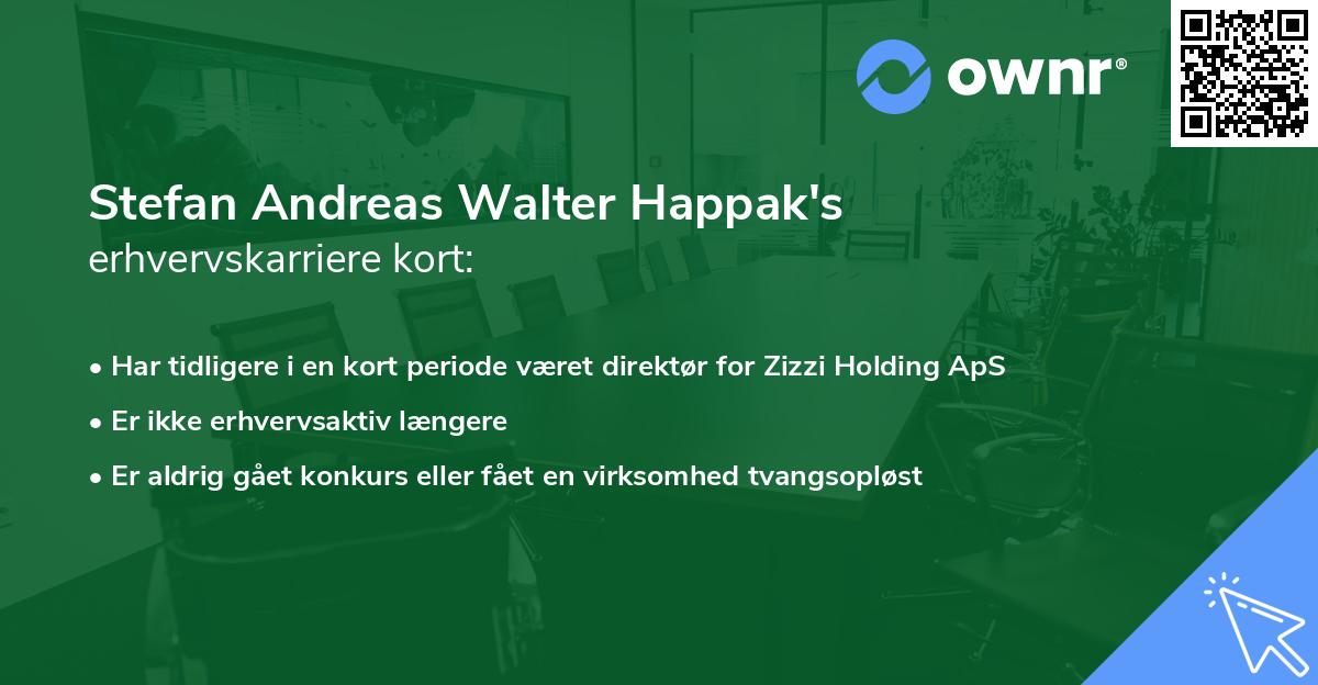 Stefan Andreas Walter Happak's erhvervskarriere kort