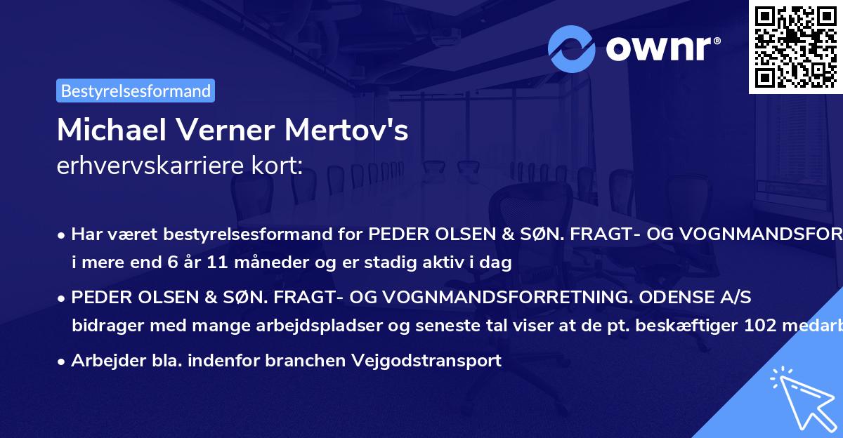 Michael Verner Mertov's erhvervskarriere kort