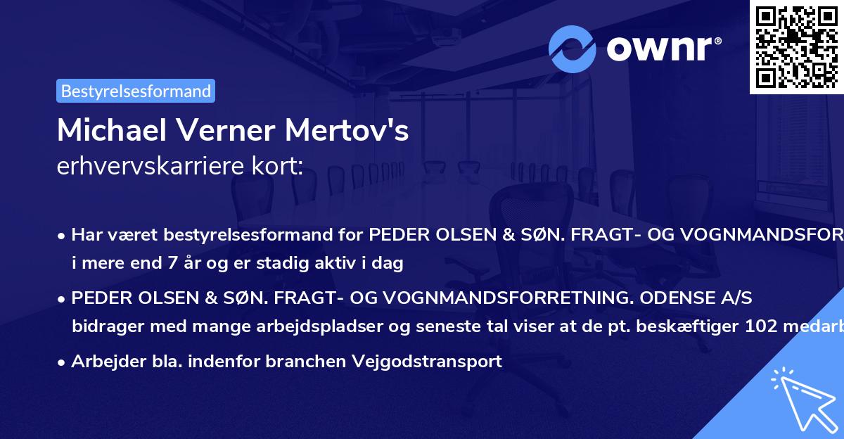 Michael Verner Mertov's erhvervskarriere kort