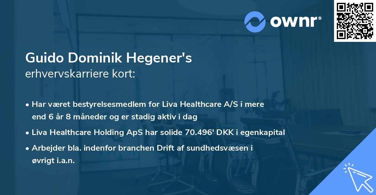 Guido Dominik Hegener's erhvervskarriere kort