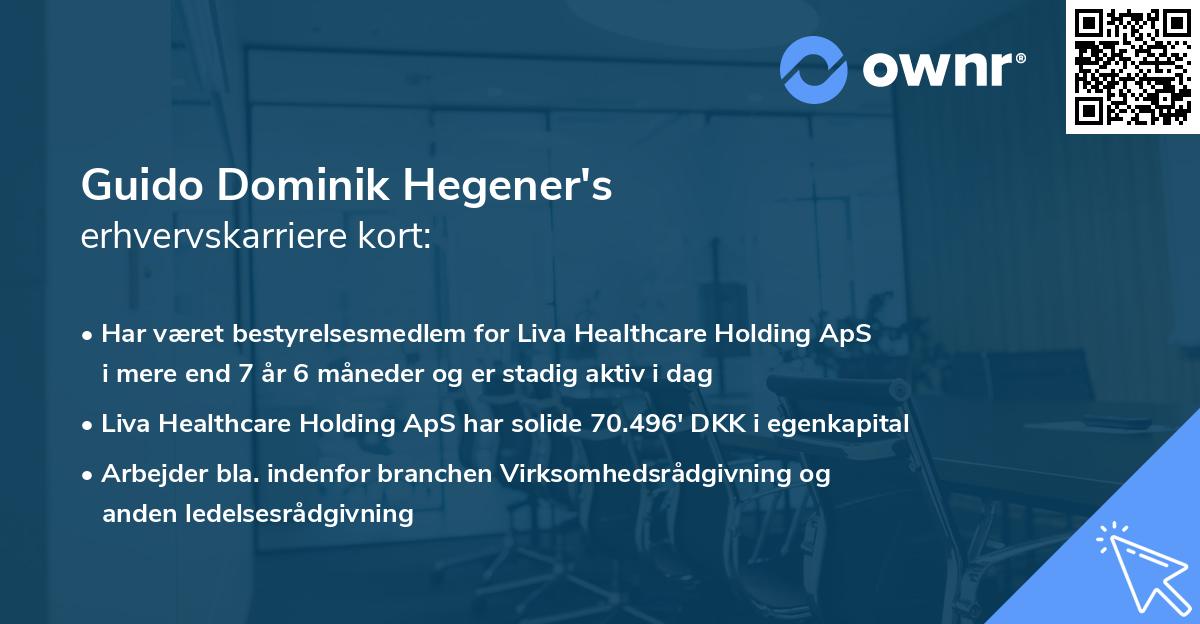 Guido Dominik Hegener's erhvervskarriere kort