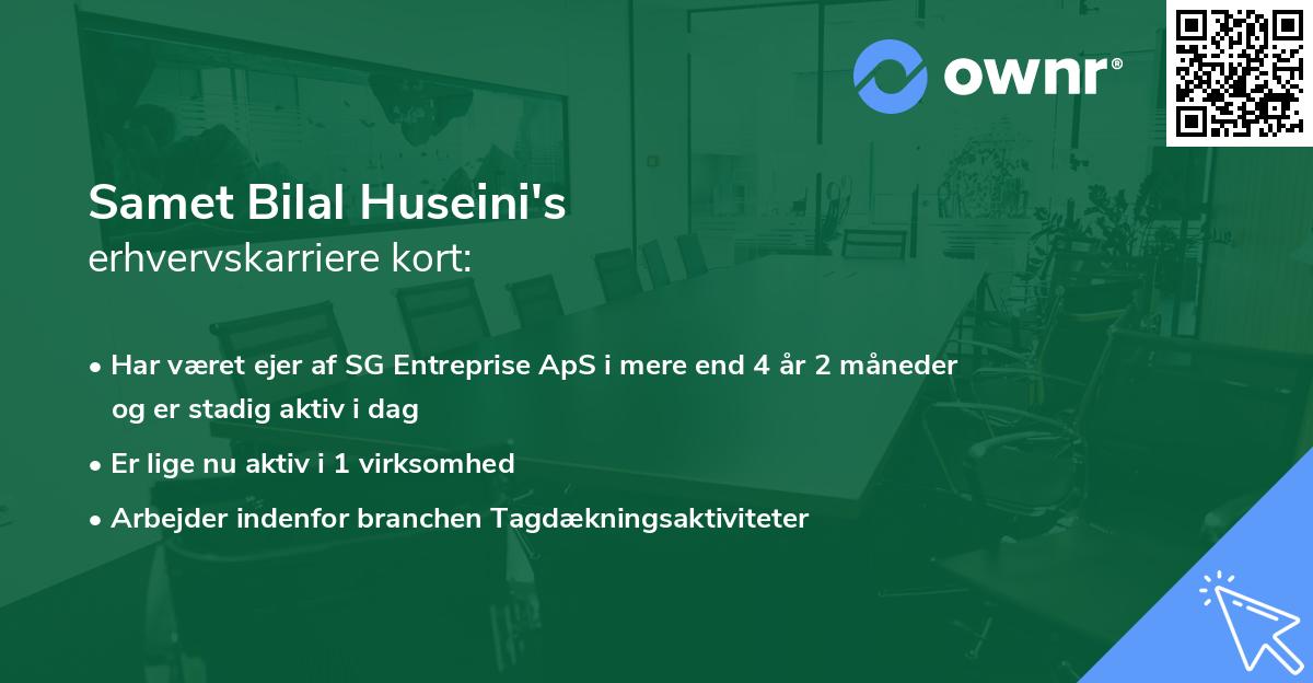 Samet Bilal Huseini's erhvervskarriere kort