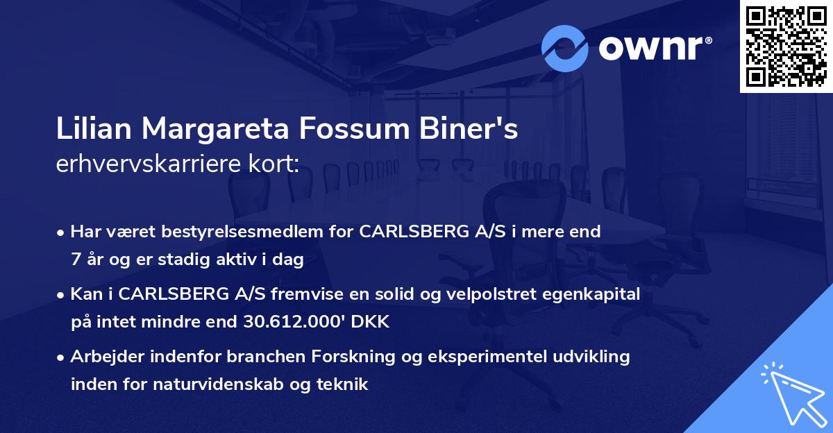 Lilian Margareta Fossum Biner's erhvervskarriere kort