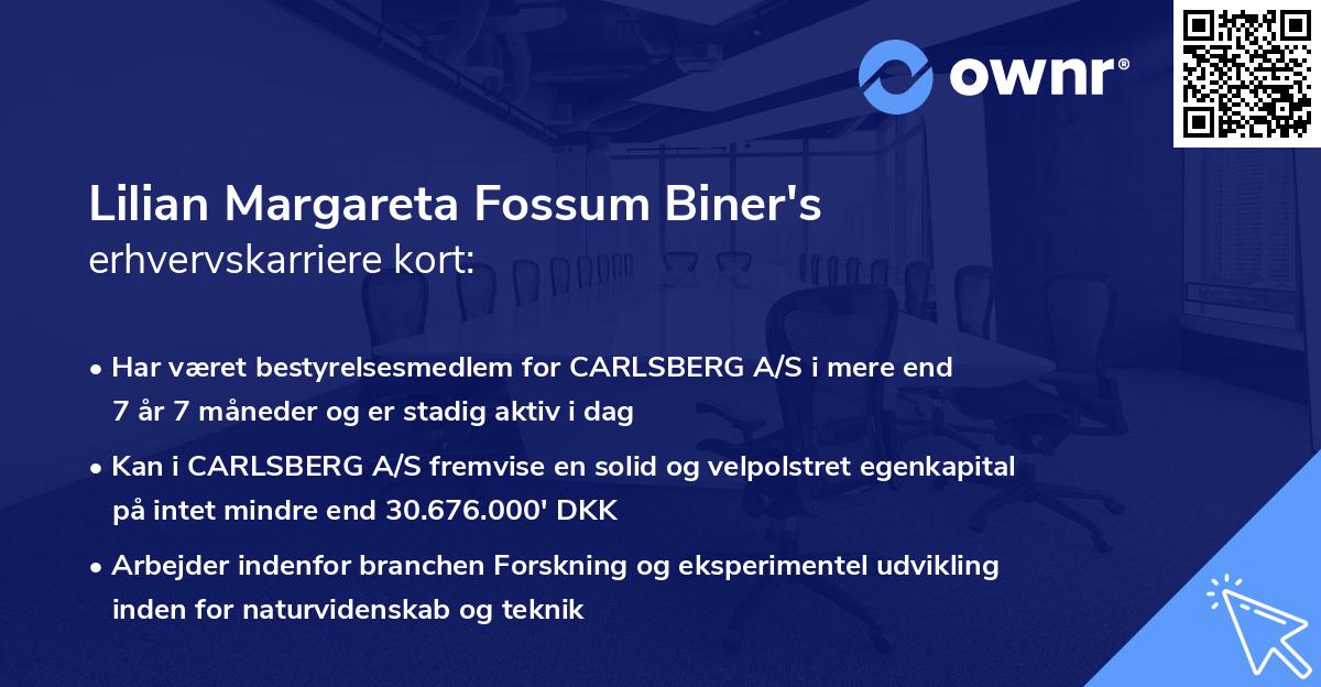 Lilian Margareta Fossum Biner's erhvervskarriere kort