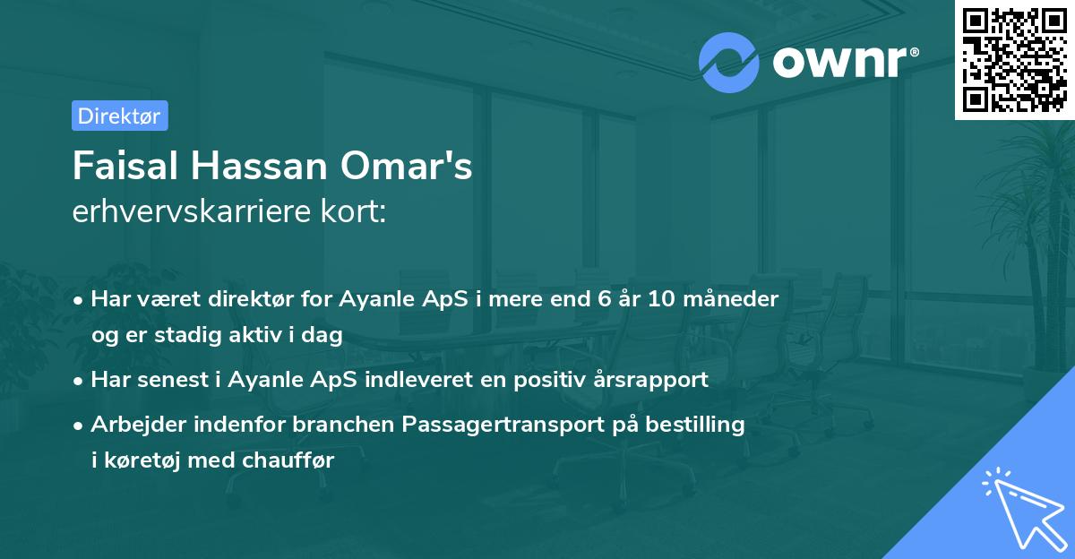 Faisal Hassan Omar's erhvervskarriere kort