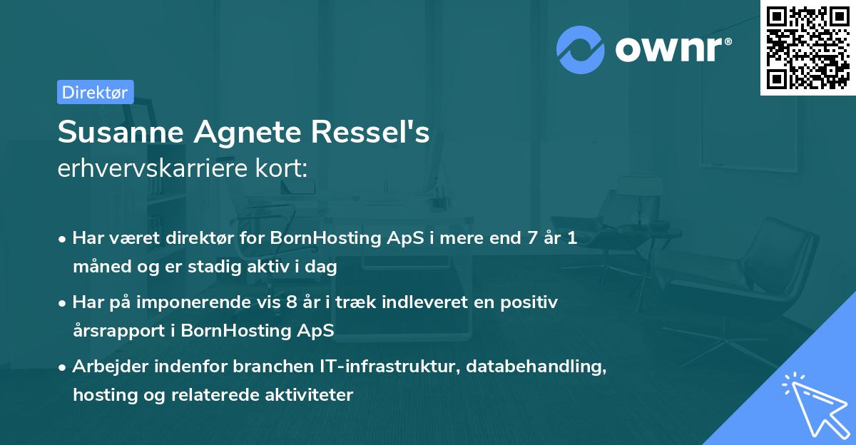Susanne Agnete Ressel's erhvervskarriere kort