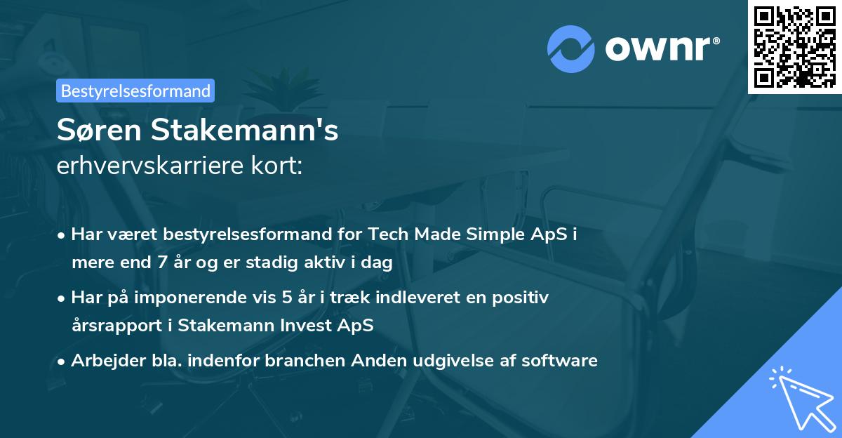Søren Stakemann's erhvervskarriere kort