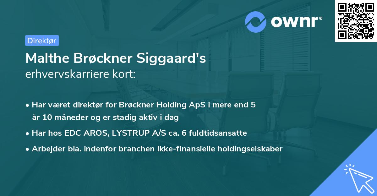 Malthe Brøckner Siggaard's erhvervskarriere kort
