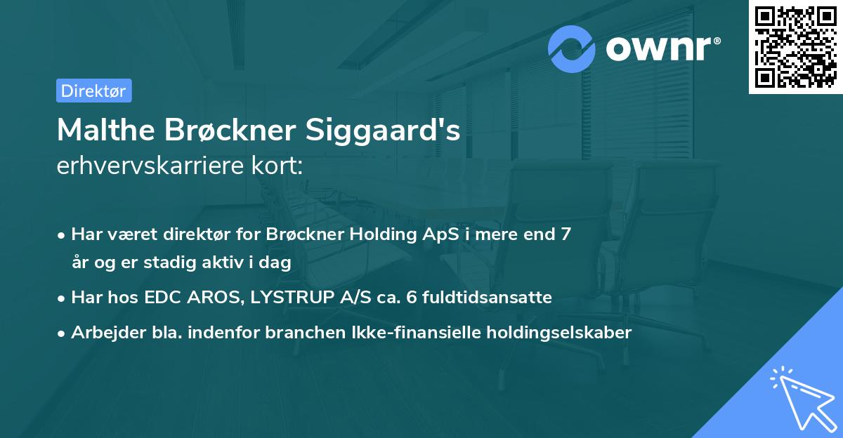 Malthe Brøckner Siggaard's erhvervskarriere kort