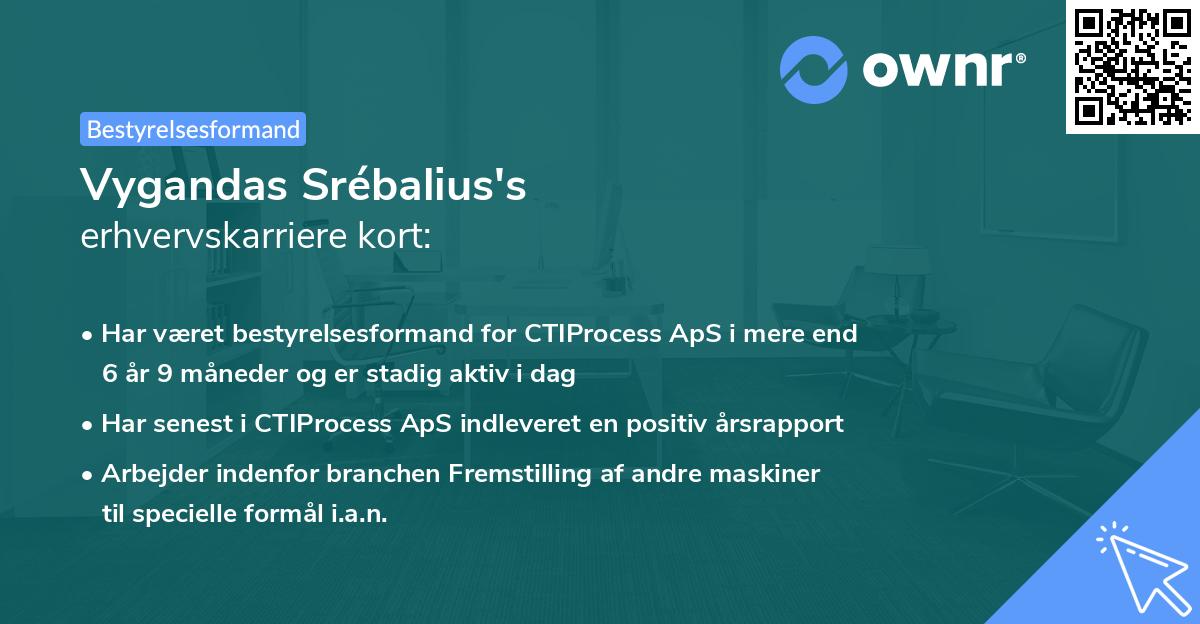 Vygandas Srébalius's erhvervskarriere kort