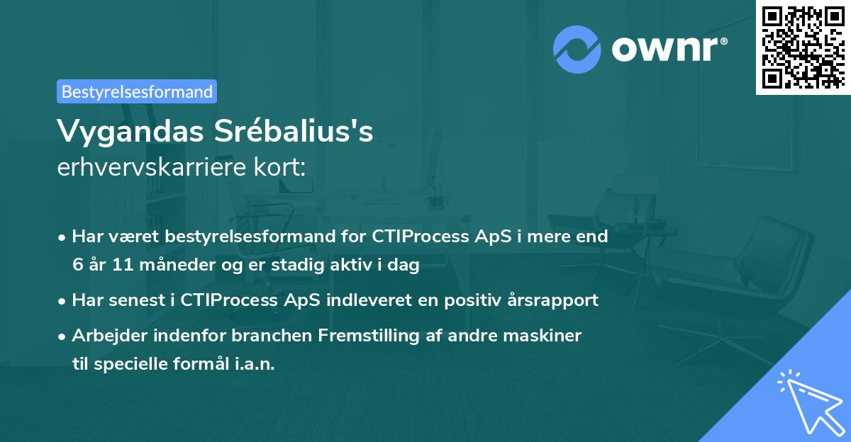 Vygandas Srébalius's erhvervskarriere kort