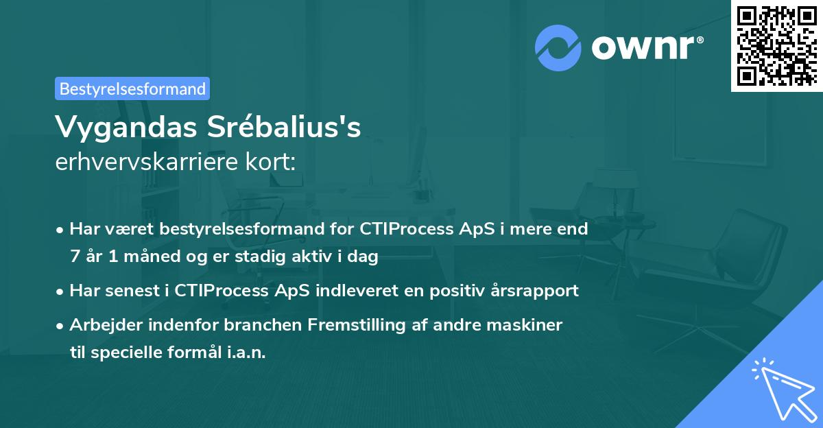 Vygandas Srébalius's erhvervskarriere kort