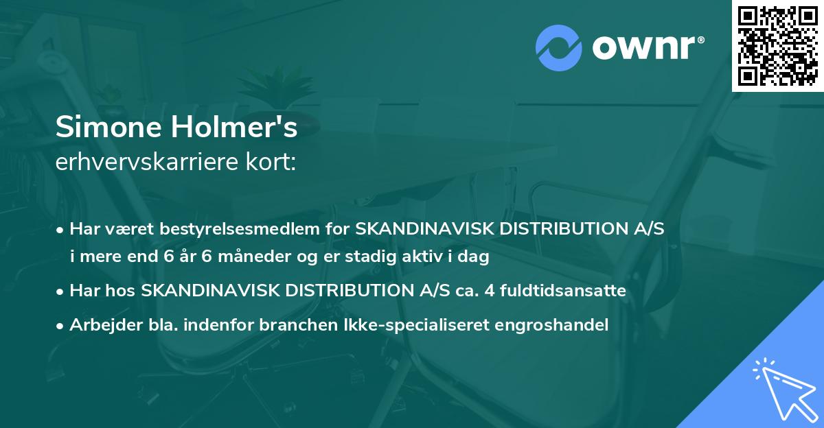 Simone Holmer's erhvervskarriere kort