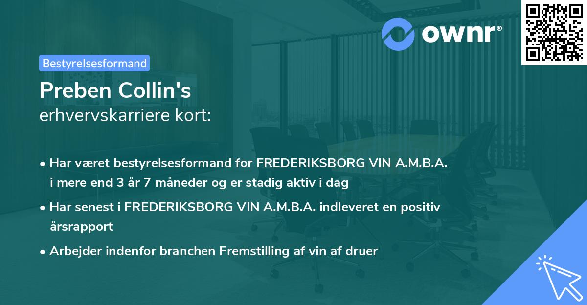 Preben Collin's erhvervskarriere kort