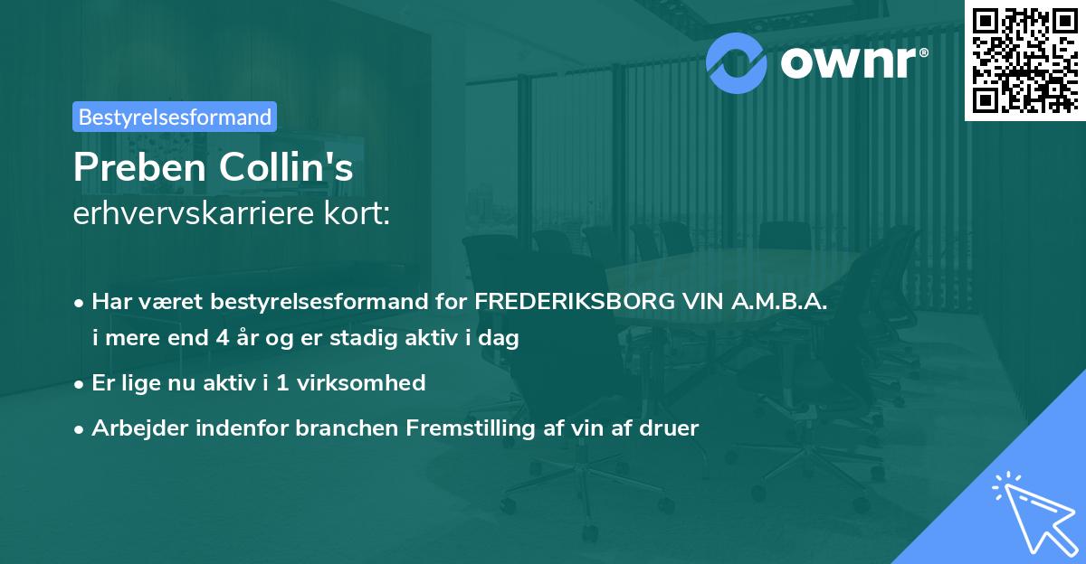 Preben Collin's erhvervskarriere kort