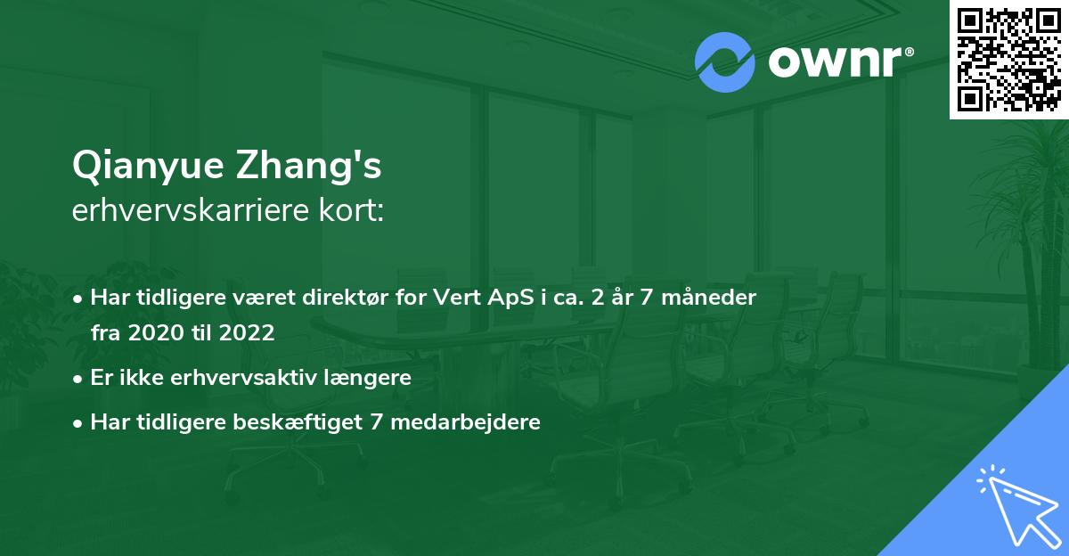 Qianyue Zhang's erhvervskarriere kort