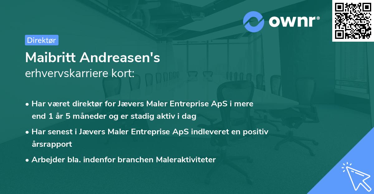 Maibritt Andreasen's erhvervskarriere kort