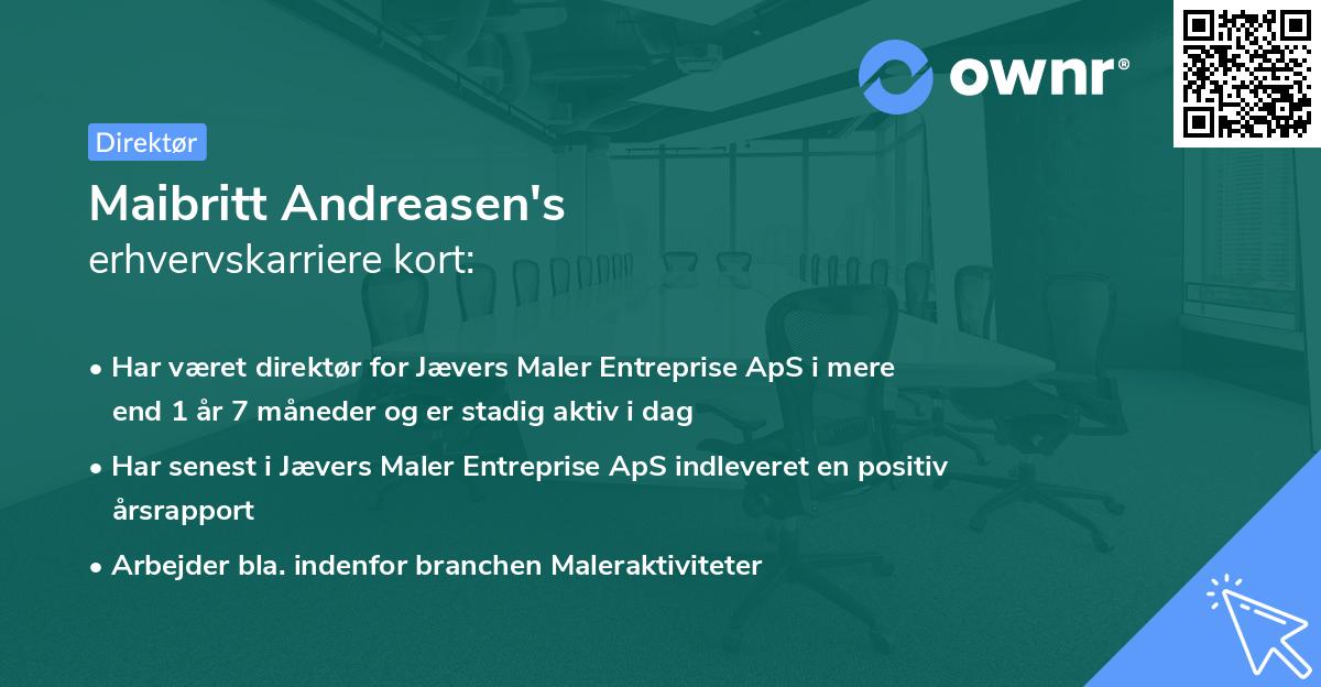 Maibritt Andreasen's erhvervskarriere kort
