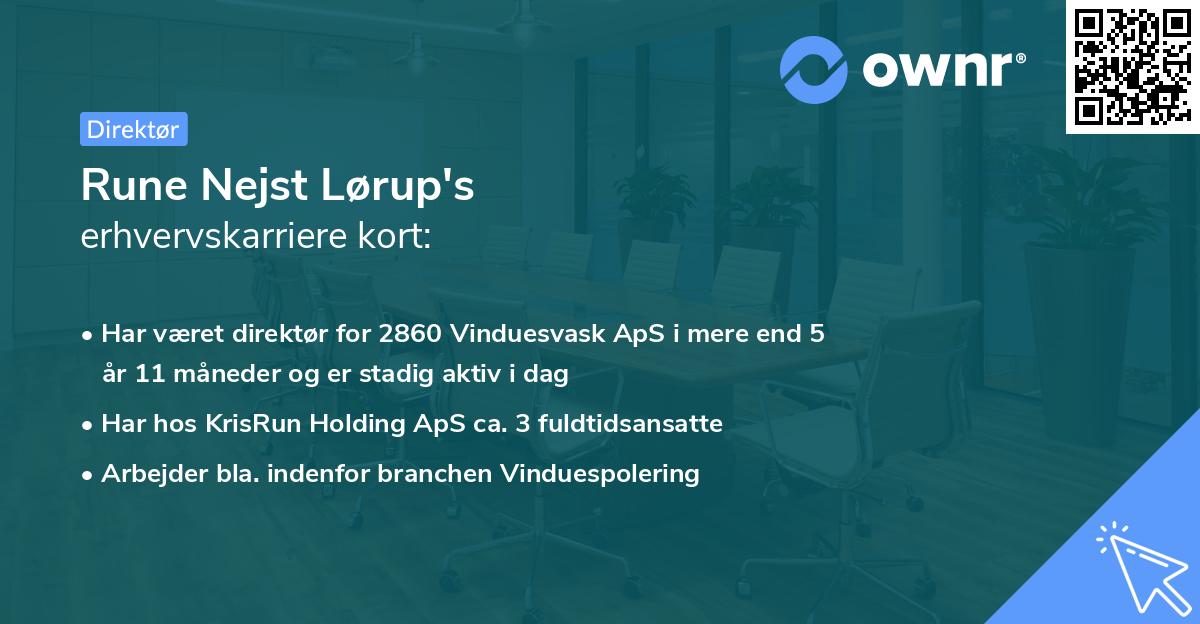 Rune Nejst Lørup's erhvervskarriere kort