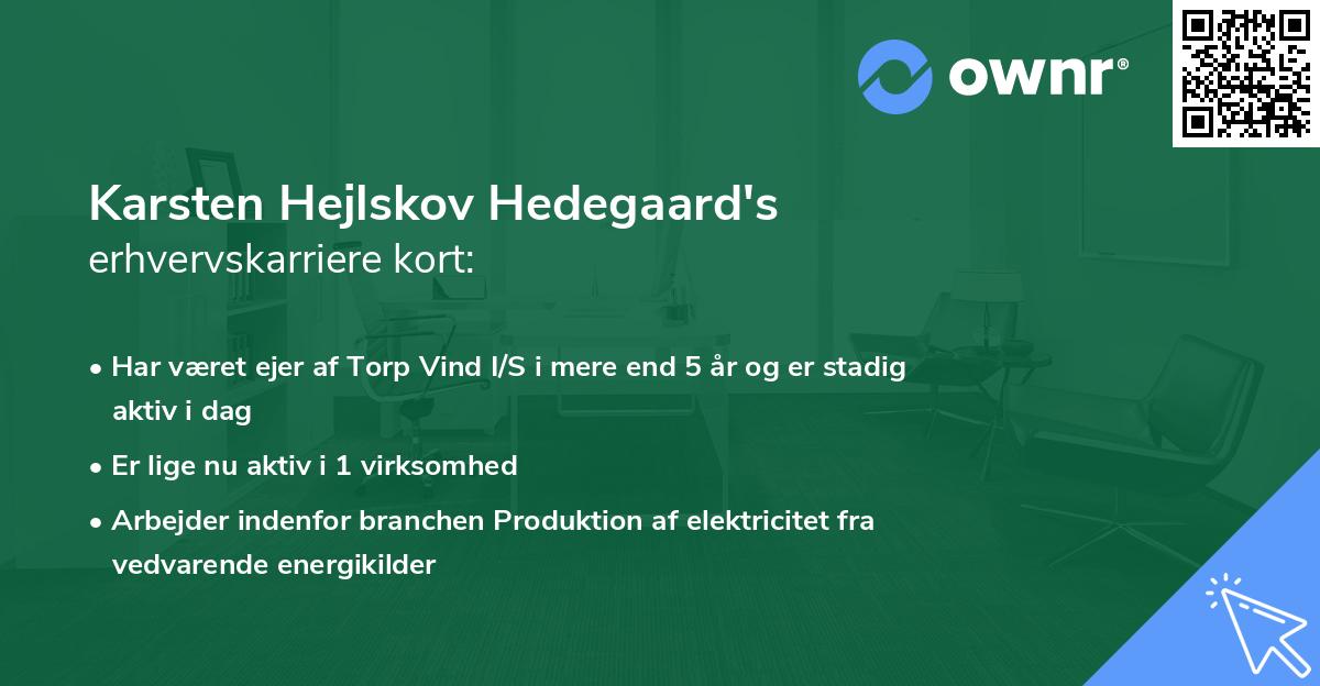 Karsten Hejlskov Hedegaard's erhvervskarriere kort