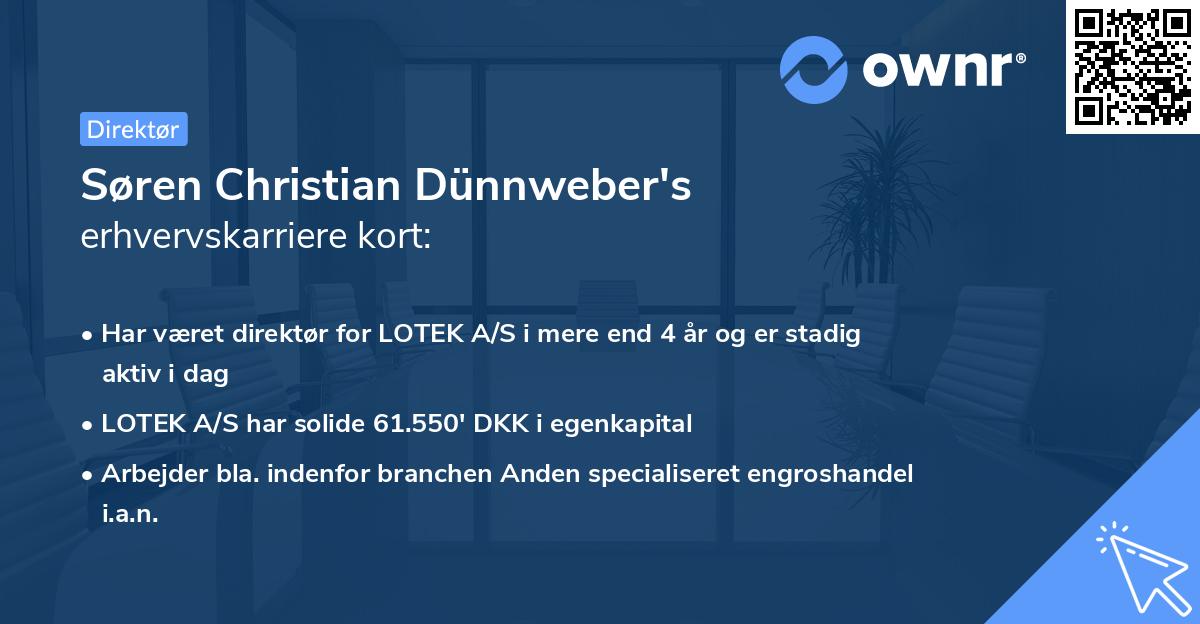 Søren Christian Dünnweber's erhvervskarriere kort