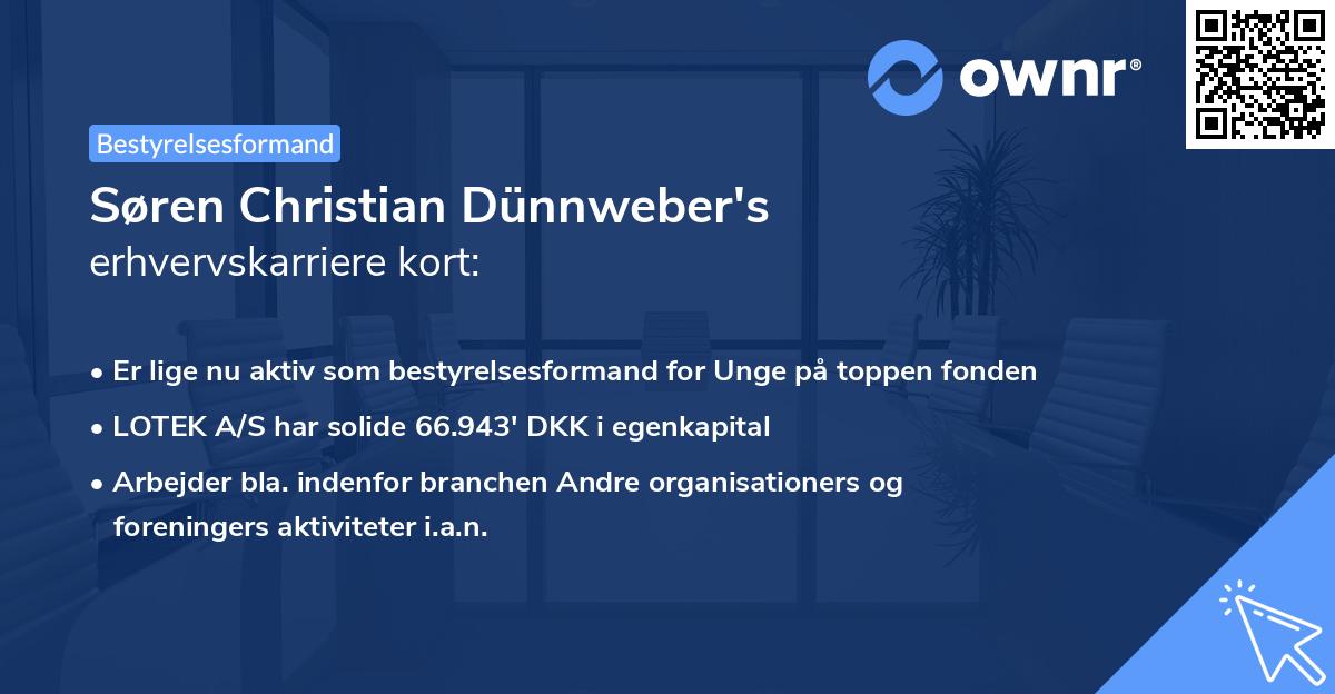 Søren Christian Dünnweber's erhvervskarriere kort