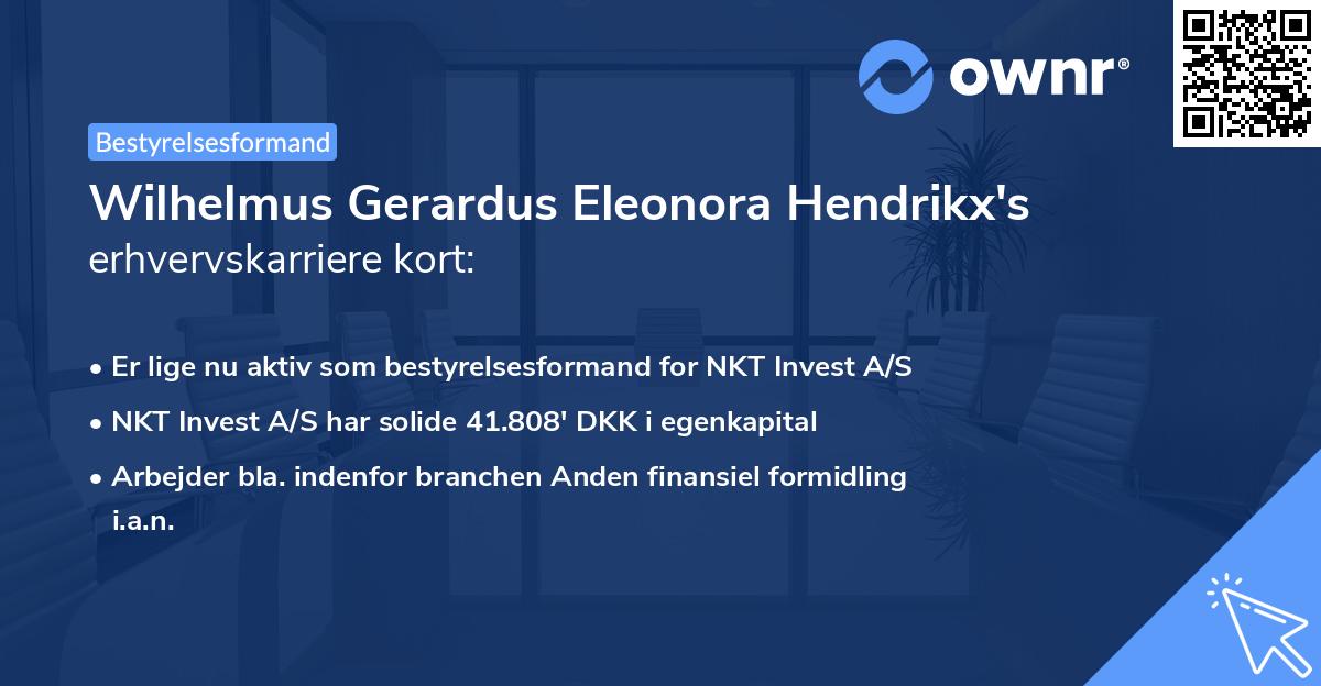 Wilhelmus Gerardus Eleonora Hendrikx's erhvervskarriere kort