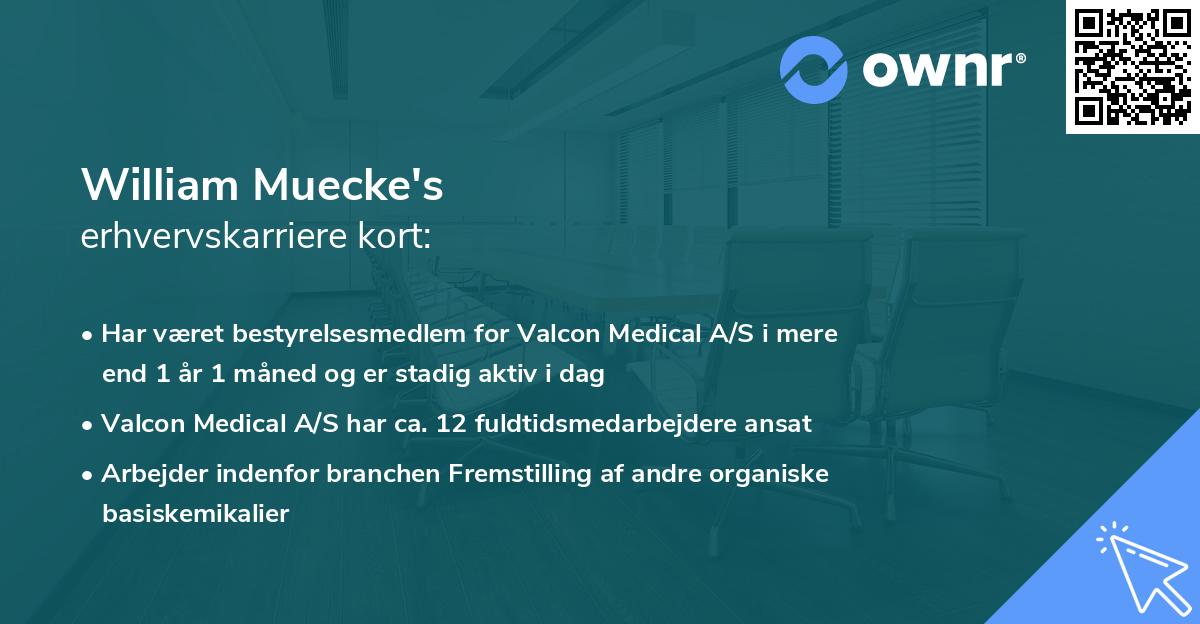 William Muecke's erhvervskarriere kort