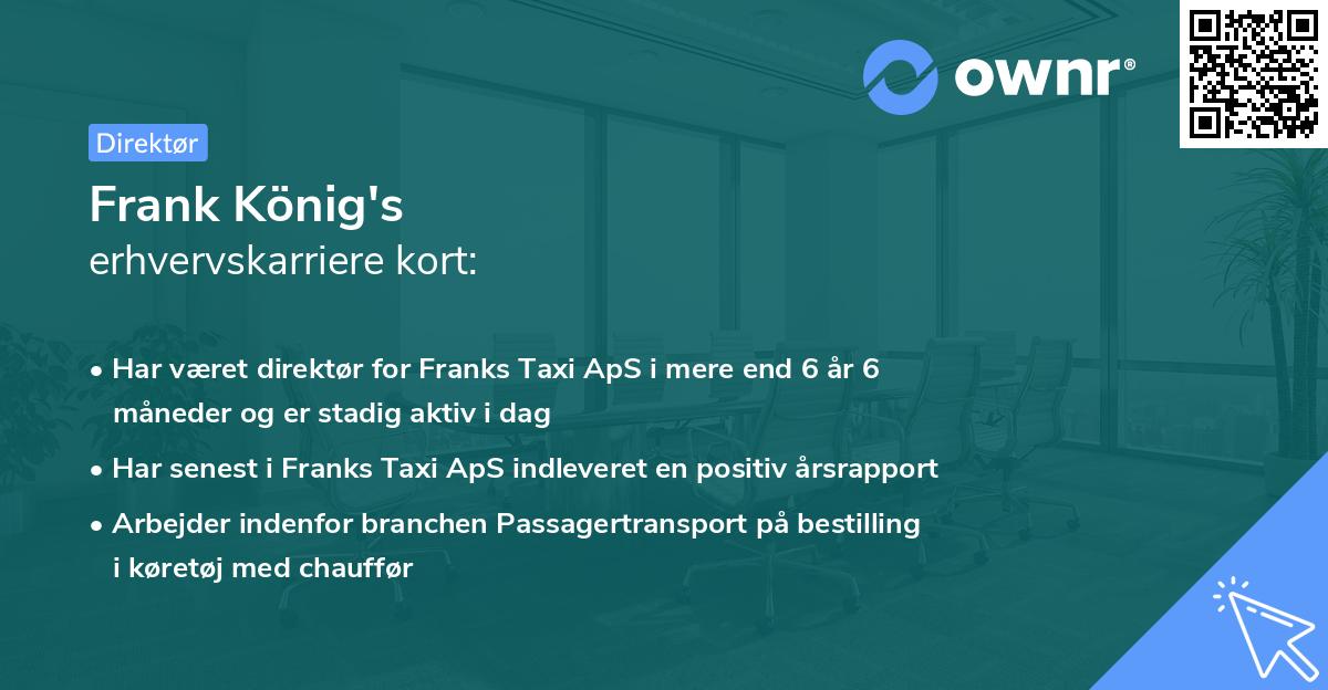 Frank König's erhvervskarriere kort