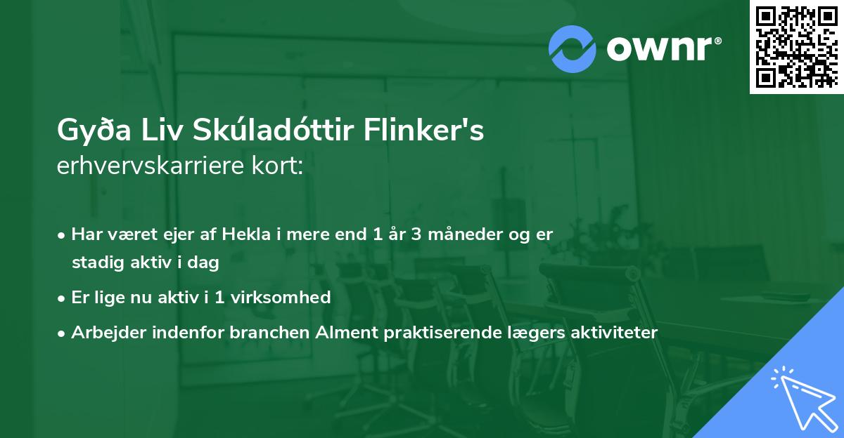 Gyða Liv Skúladóttir Flinker's erhvervskarriere kort