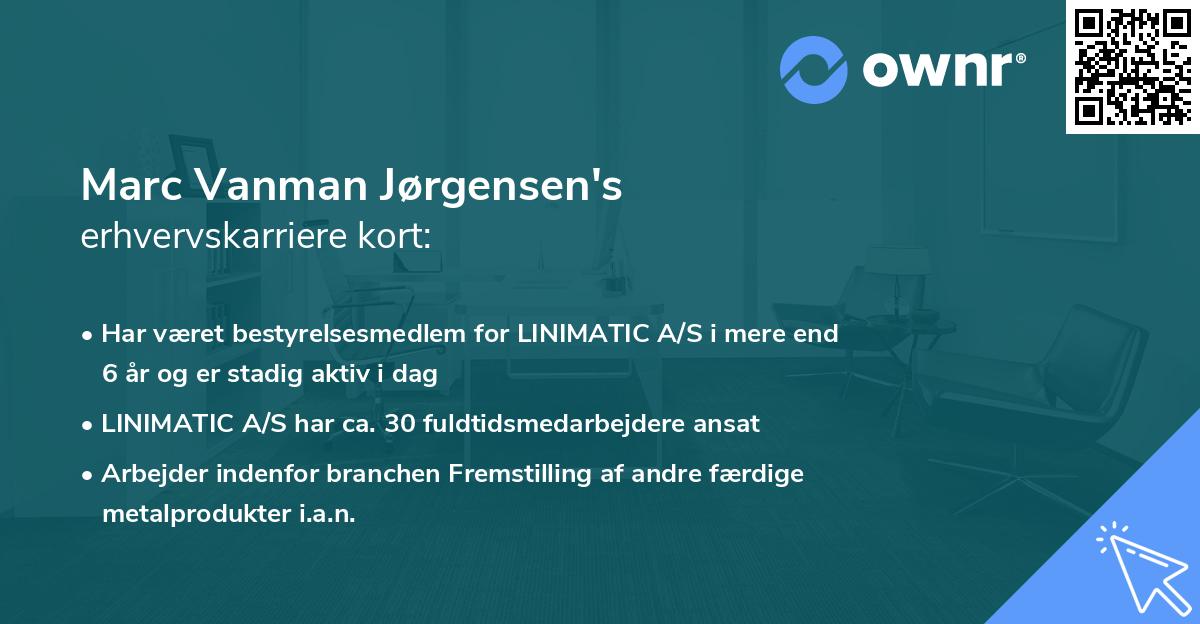 Marc Vanman Jørgensen's erhvervskarriere kort