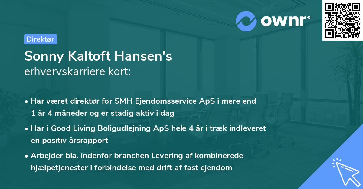 Sonny Kaltoft Hansen's erhvervskarriere kort