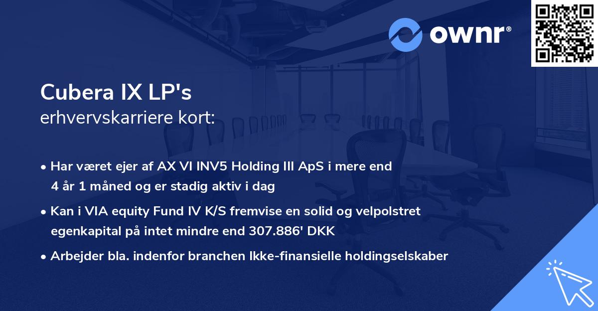 Cubera IX LP's erhvervskarriere kort