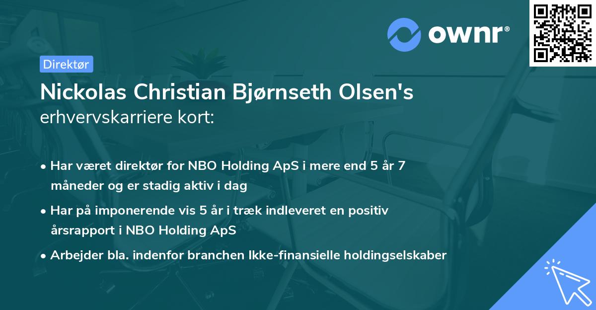 Nickolas Christian Bjørnseth Olsen's erhvervskarriere kort