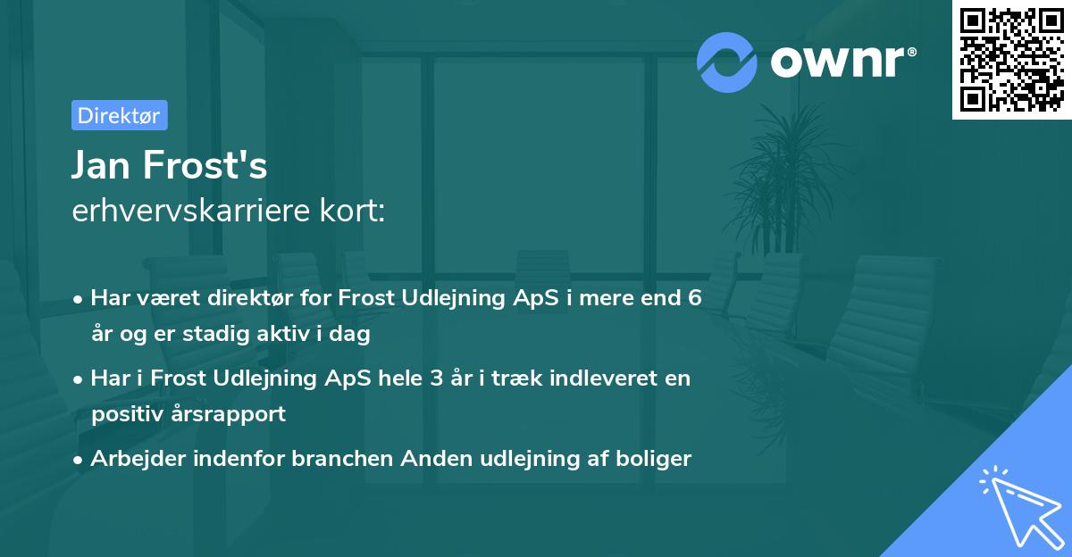 Jan Frost's erhvervskarriere kort