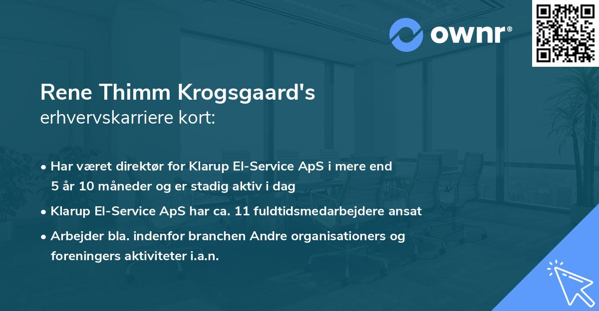 Rene Thimm Krogsgaard's erhvervskarriere kort