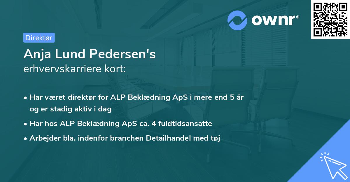 Anja Lund Pedersen's erhvervskarriere kort