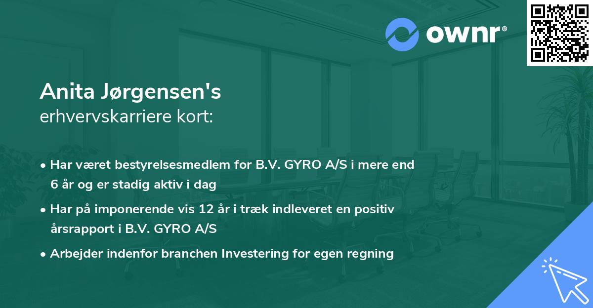 Anita Jørgensen's erhvervskarriere kort