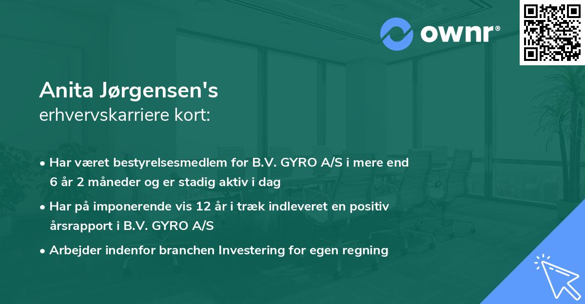 Anita Jørgensen's erhvervskarriere kort