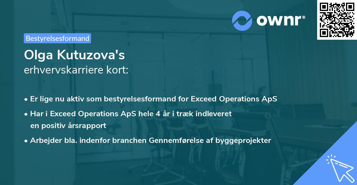 Olga Kutuzova's erhvervskarriere kort